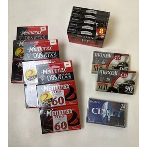 Sony HF Memorex DBS Maxwell High Bias Blank Cassette Tapes Lot of 14‎ New Sealed